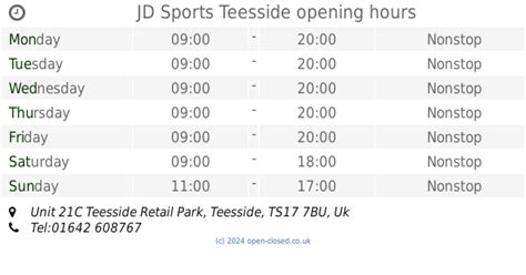 jd opening times